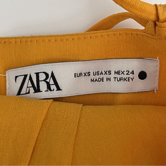 ZARA Linen Blend Draped Mini Dress Tangerine Size XS - Picture 11 of 13